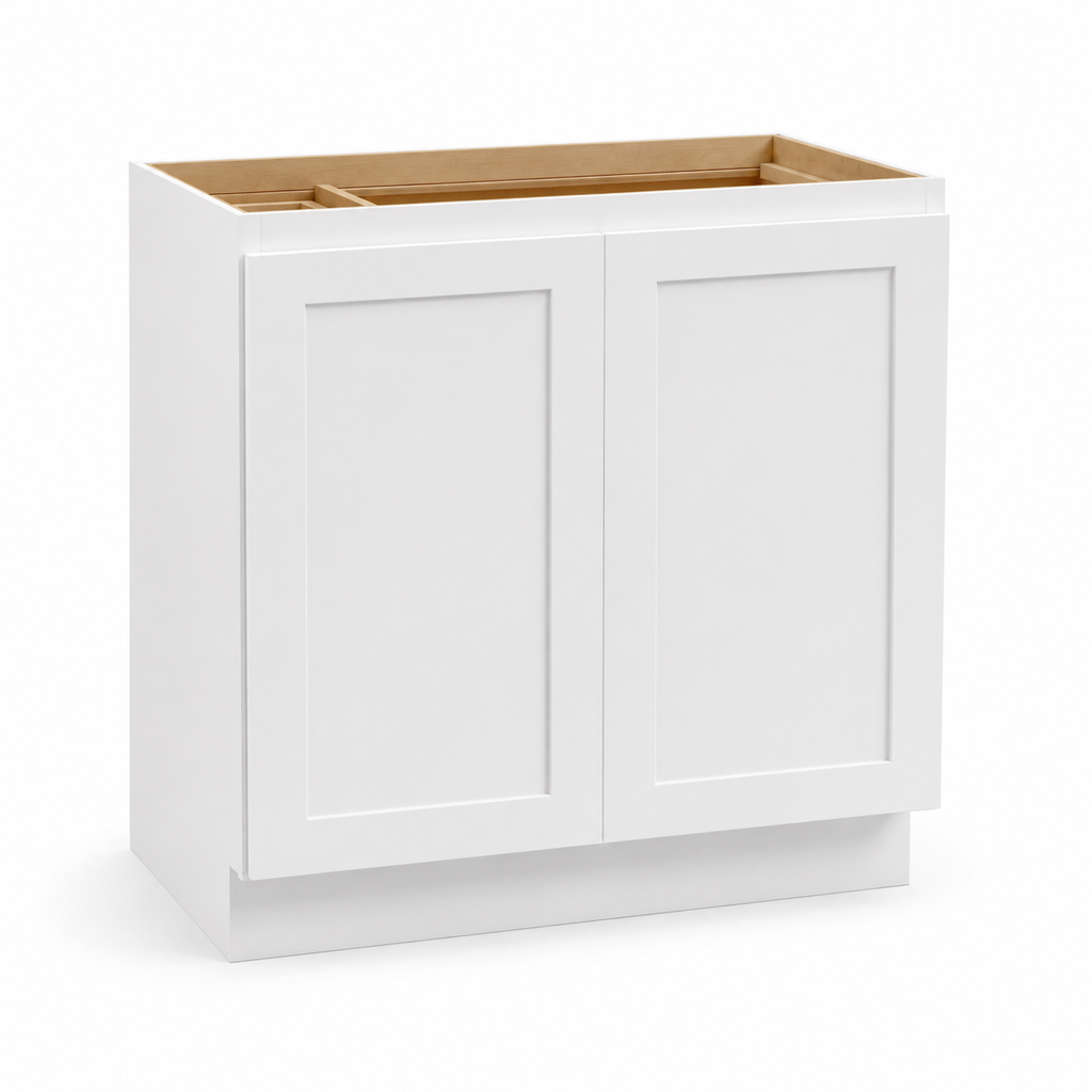 White Shaker Base Cabinets by Super Cabinets