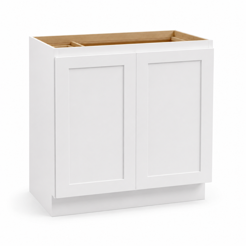 White Shaker Base Cabinets by Super Cabinets