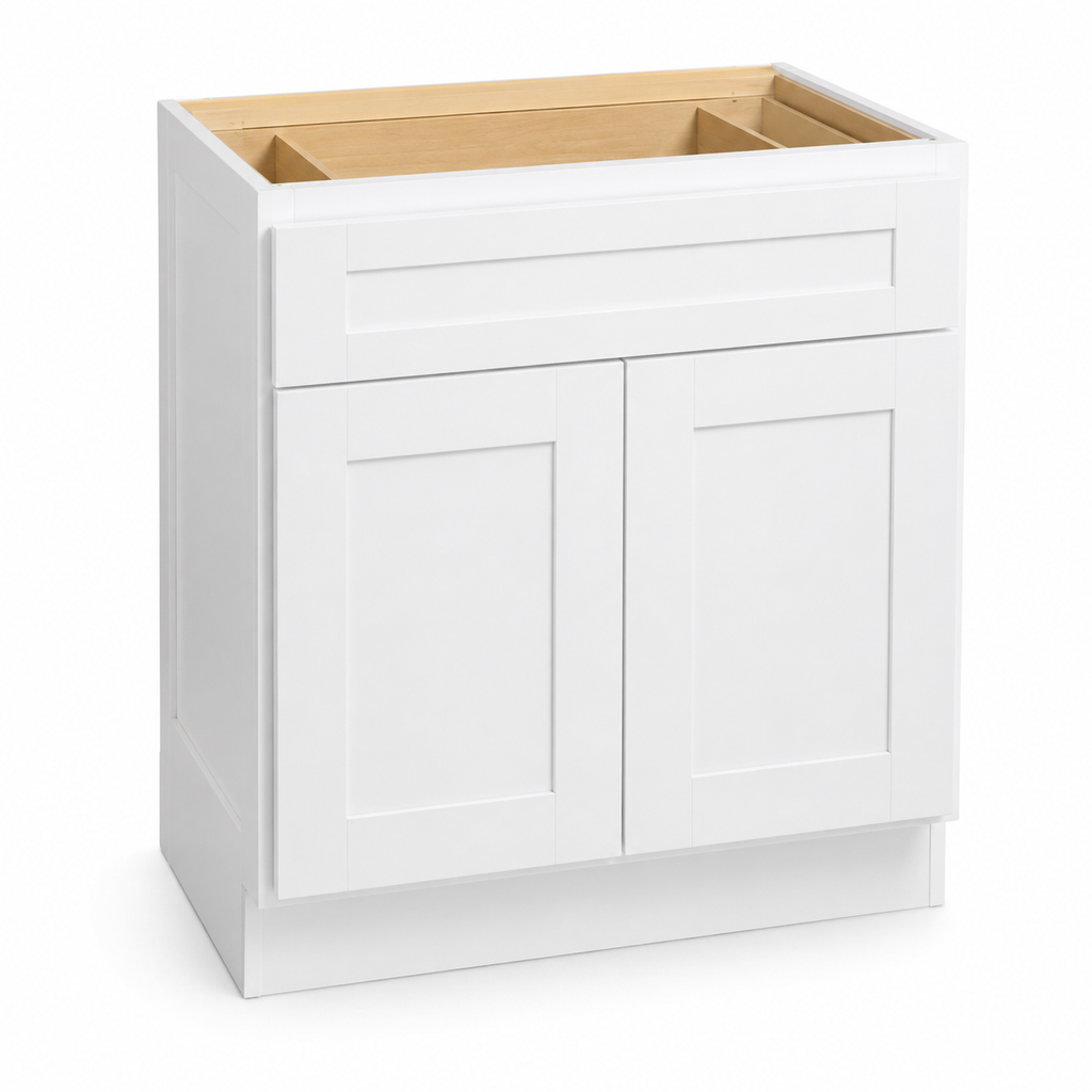 White Shaker Vanity Drawer Base Cabinets by Super Cabinets