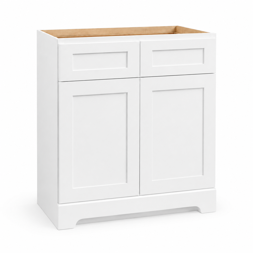 White Shaker Vanity Sink Cabinets by Super Cabinets